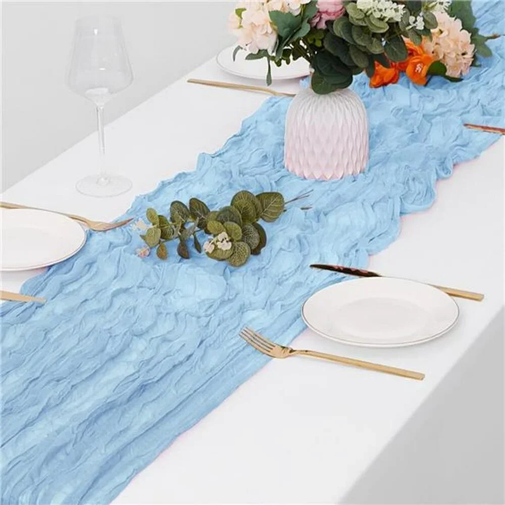 15 pack baby blue cheesecloth table runner 9ft gauze fabric wedding party decor